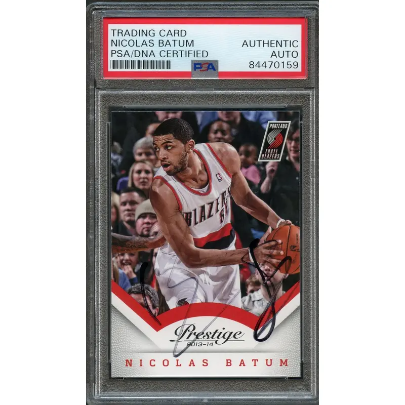 2013-14 Panini Prestige #12 Nicolas Batum Signed Card AUTO PSA Slabbed Blazers
