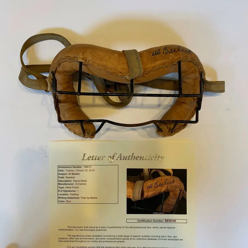 Al Barlick Signed Vintage 1940's Authentic Umpire's Mask With JSA COA RARE