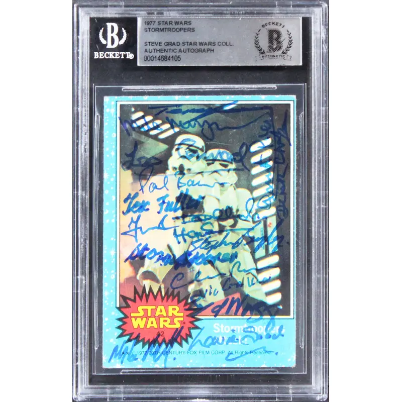 Star Wars (18) Harris, Skeaping, Henson +15 1977 Stormtroopers Card BAS Slabbed