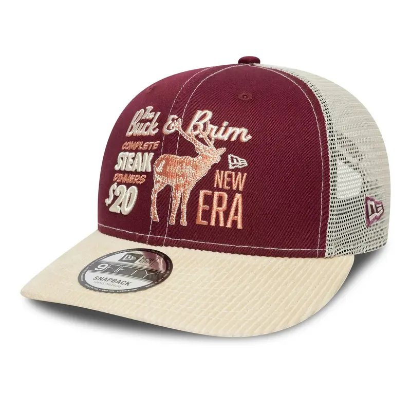 New Era Cord Visor Dark Red 9FIFTY Trucker Snapback Adjustable Cap