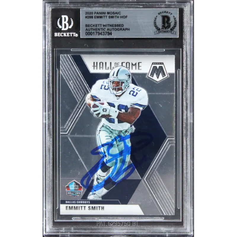 Cowboys Emmitt Smith Authentic Signed 2020 Panini Mosaic #288 Card BAS Slabbed