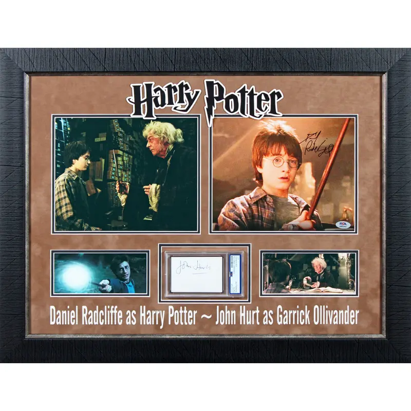 Daniel Radcliffe & John Hurt Harry Potter Authentic Signed Framed Display PSA/DNA