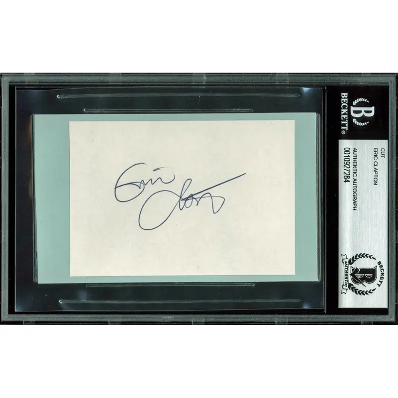 Eric Clapton Authentic Signed 2.75x4 Cut Signature Autographed BAS Slabbed