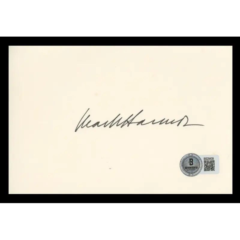 Mark Harmon NCIS Authentic Signed 4x6 Index Card Autographed BAS #BS29439