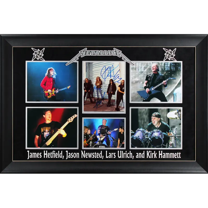 Metallica (4) Hetfield, Hammett, Ulrich +1 Signed 8x10 Framed Photo BAS #AC71192
