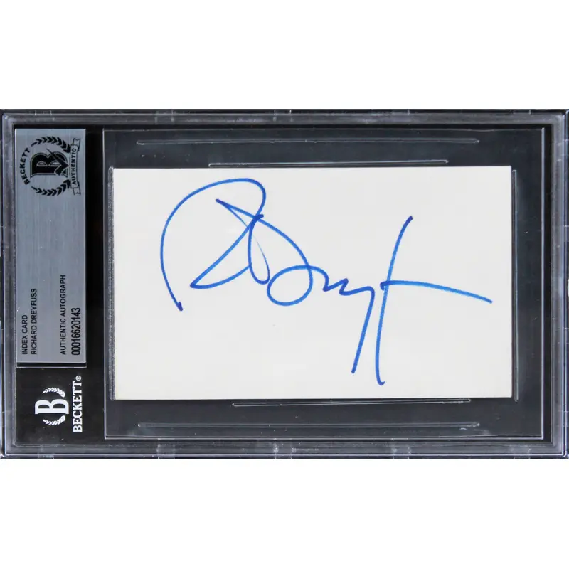 Richard Dreyfuss Jaws Authentic Signed 3x5 Index Card Autographed BAS Slabbed