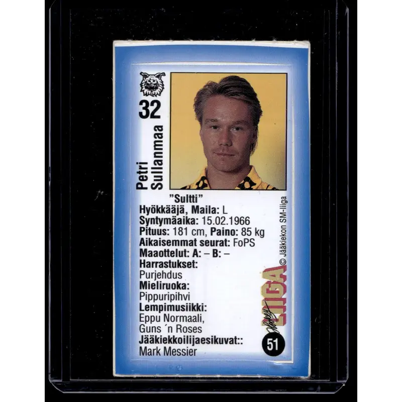 1992-93 JyvsHyv HockeyLiiga - Petri Sullanmaa #51