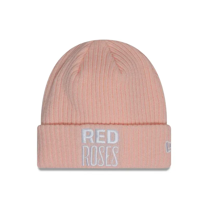 Rugby Football Union Womens Ribbed Pastel Pink Cuff Knit Beanie Hat
