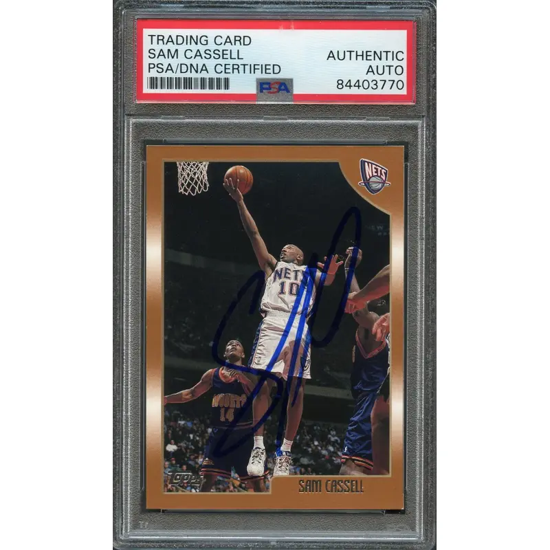 1998-99 Topps #53 Sam Cassell Signed Card AUTO PSA Slabbed Nets