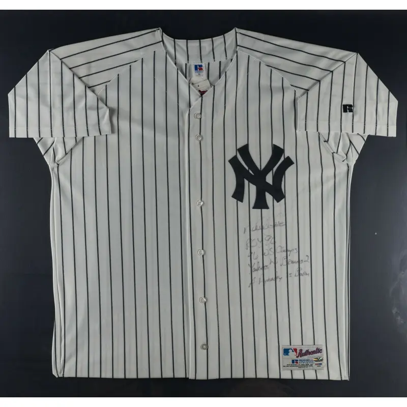 Derek Jeter 1996 Rookie Of The Year Signed Heavily Inscribed Yankees Jersey BAS
