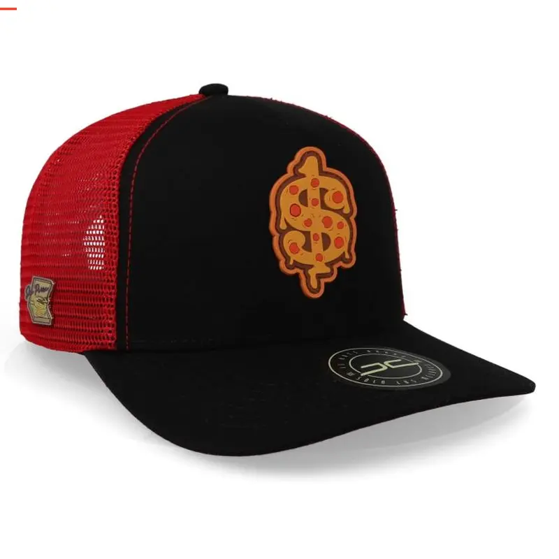 JC HATS BLACK RED SNAPBACK JC PIZZA CURVE MESH 1754 BLK