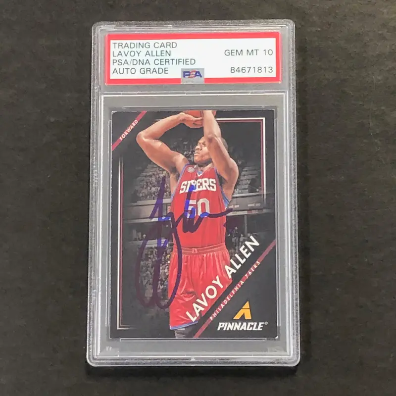 2013-14 Pinnacle #226 LAVOY ALLEN Signed Card AUTO 10 PSA Slabbed 76ers