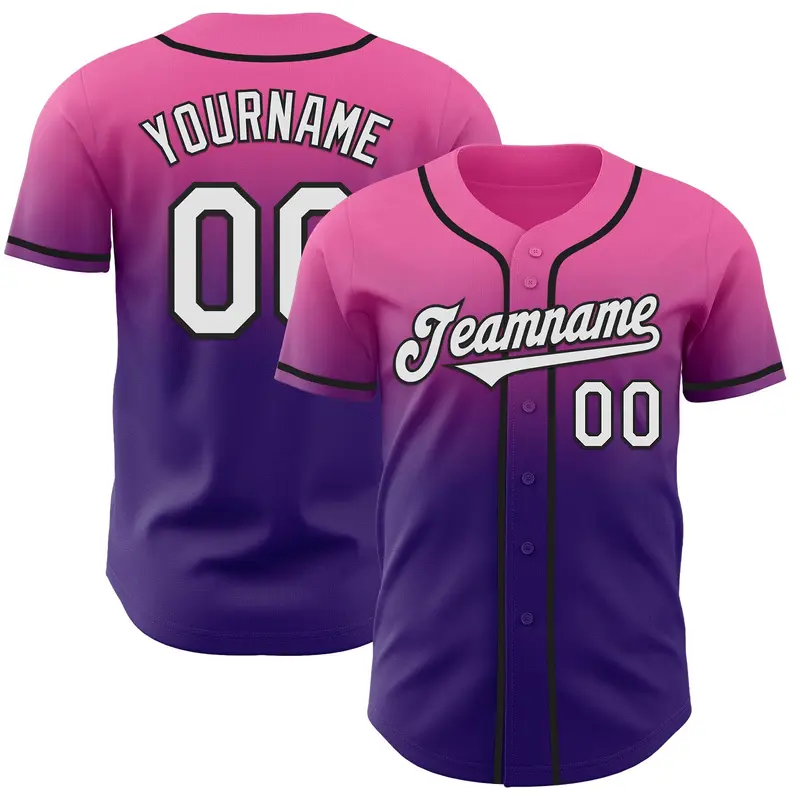 Custom Pink White Purple-Black Authentic Fade Fashion Baseball Jersey