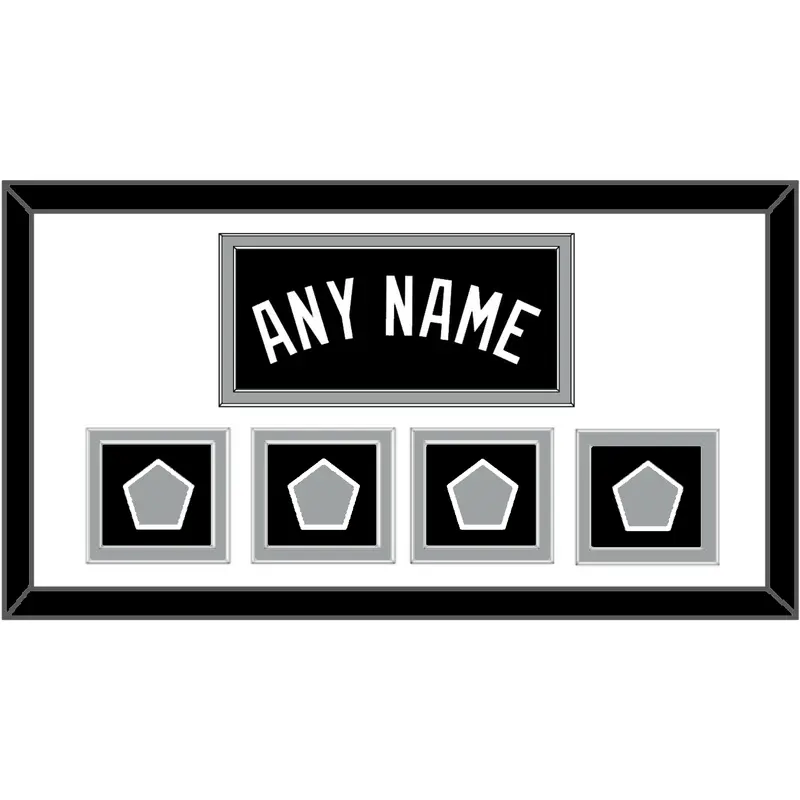 San Antonio Name With 4 Champions Banner Patches - Road Black (2002-2017) - Double Mat 1