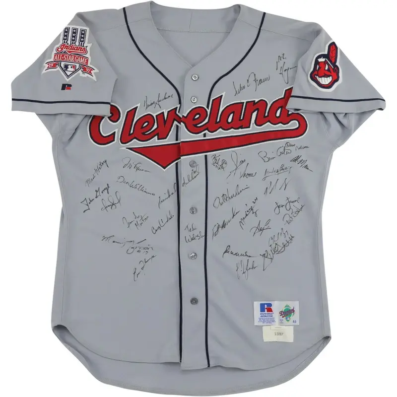 1997 Cleveland Indians American League Champs Team Signed Game Used Jersey PSA