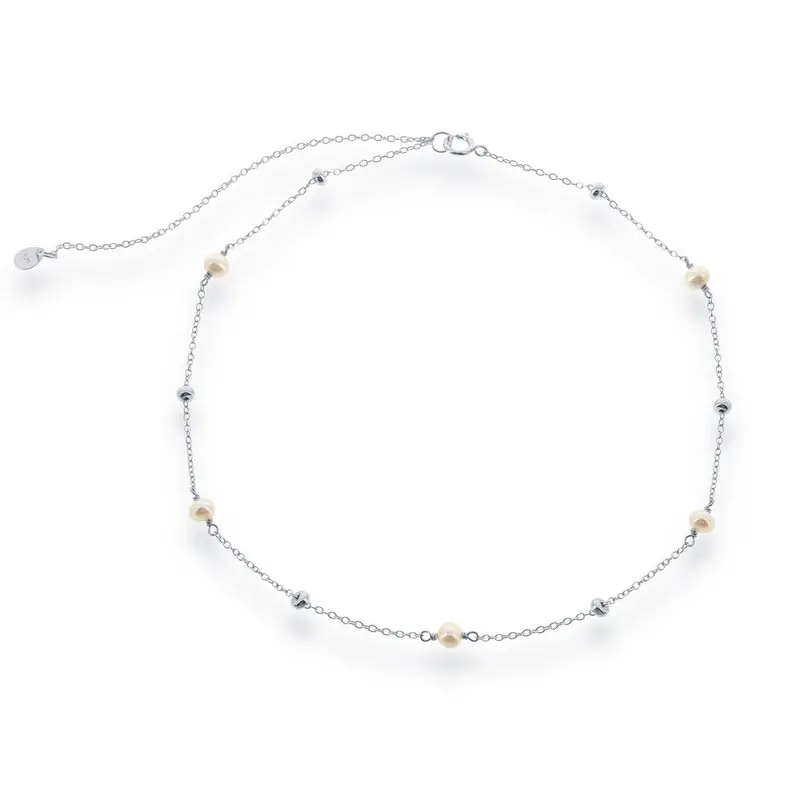 Sterling Silver, Small Freshwater Pearls and Beads by the Yard Choker