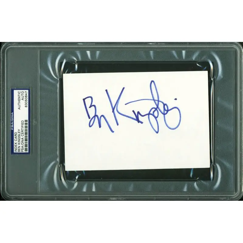 Ben Kingsley Authentic Signed 4X6 Index Card Autographed PSA/DNA Slabbed