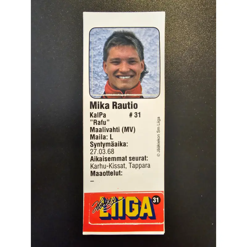 1991-92 JyvsHyv HockeyLiiga - Mika Rautio #31 (Soikio)