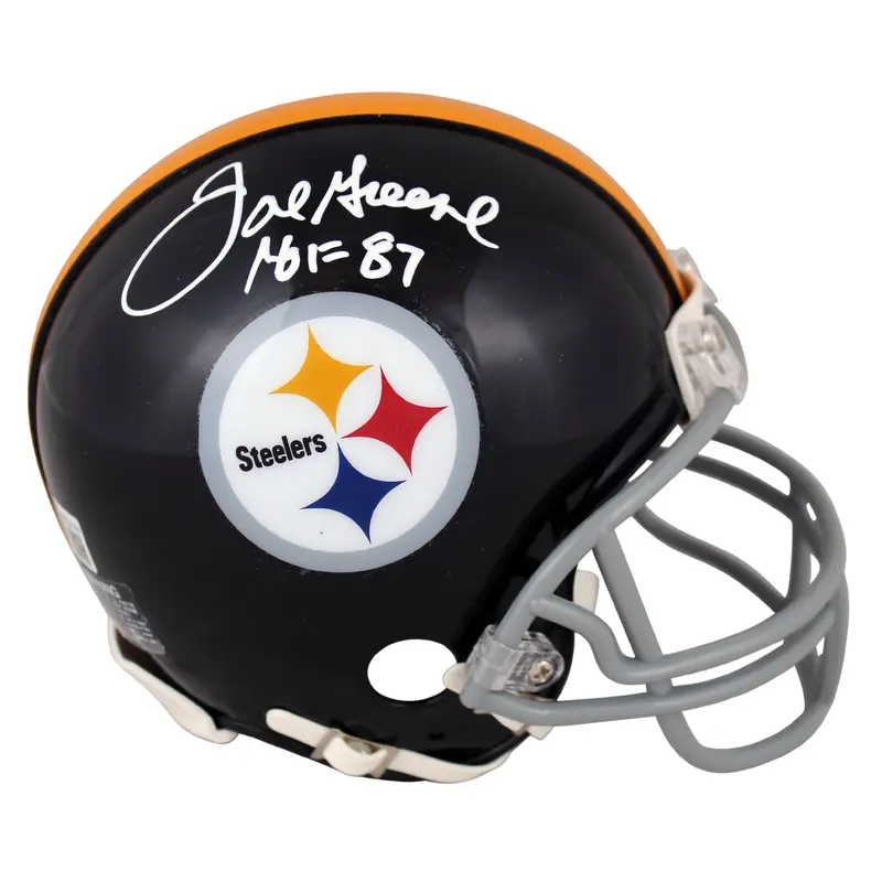 Steelers Joe Greene "HOF 87" Signed 63-76 Throwback Rep Mini Helmet BAS Witness