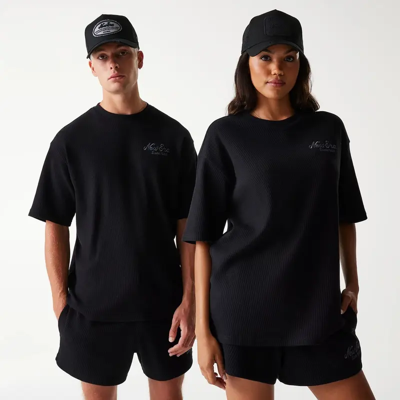 New Era Waffle Black Oversized T-Shirt