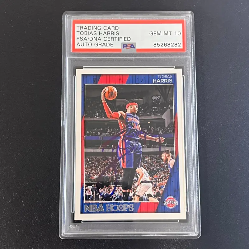 2016-17 Panini Hoops #108 Tobias Harris Signed Card AUTO 10 PSA Slabbed Pistons