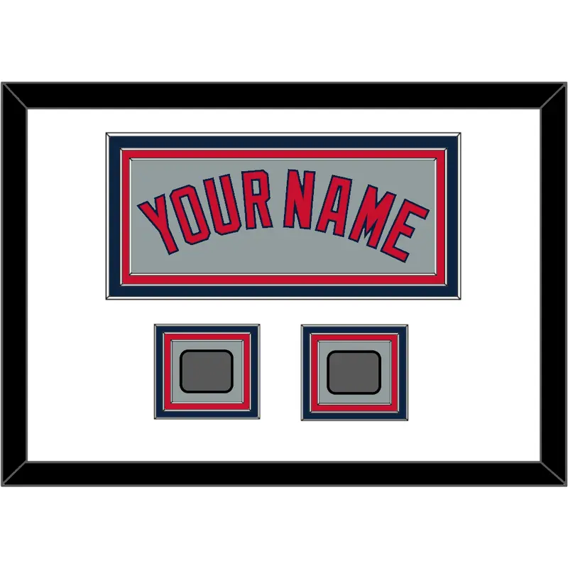 Boston Name & Two World Series Champions Patches - Road Gray - Triple Mat 1
