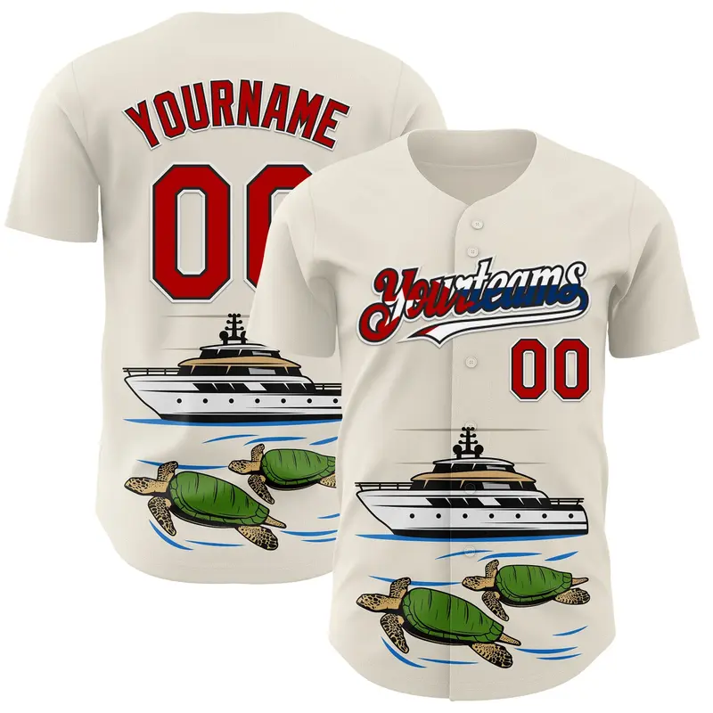 Custom Cream Red Black White-Cuban Flag 3D Cuba Authentic Baseball Jersey