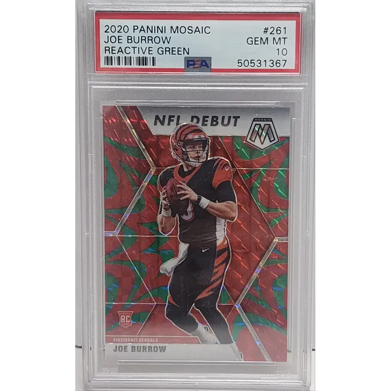 Joe Burrow 2020 Panini Mosaic Rookie #261 Reactive Green PSA 10 Gem Mint
