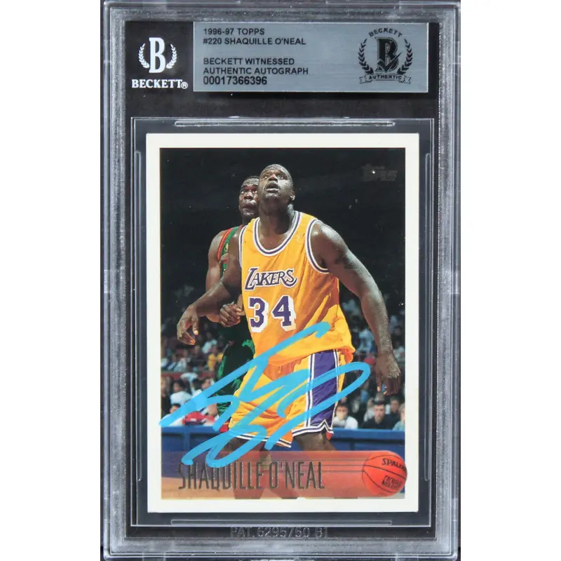 Lakers Shaquille O'Neal Authentic Signed 1996 Topps #220 Card BAS Slabbed