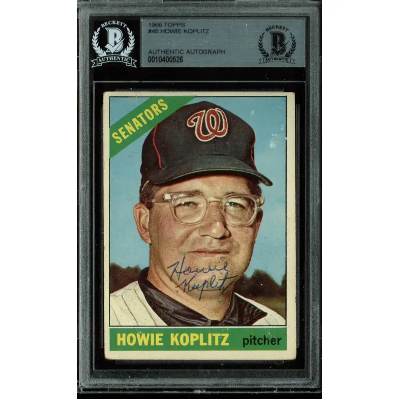 Senators Howie Koplitz Authentic Signed 1966 Topps #46 Auto Card BAS Slabbed