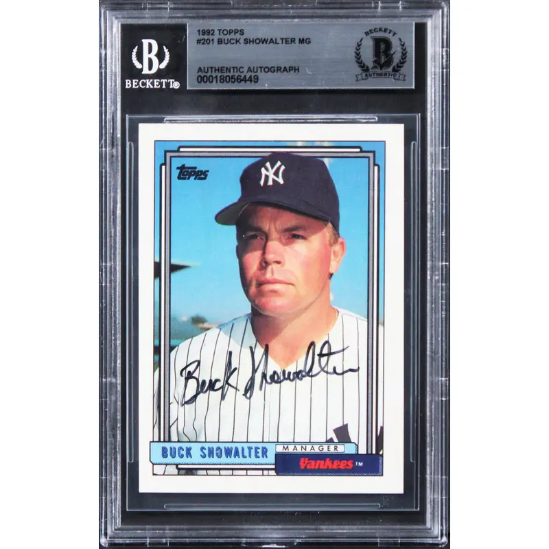 Yankees Buck Showalter Authentic Signed 1992 Topps #201 Card BAS Slabbed