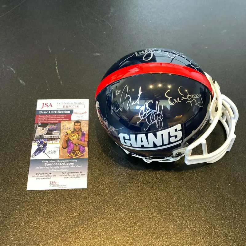 Lawrence Taylor Carl Banks Jim Burt Harry Carson Eric Dorsey Signed Helmet JSA