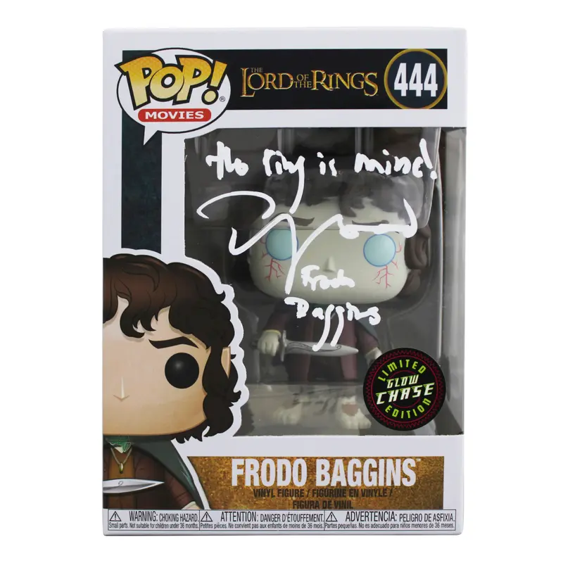 Elijah Wood LOTR "2x Insc" Signed #444 Alternate Funko Pop Figure BAS Witness 2