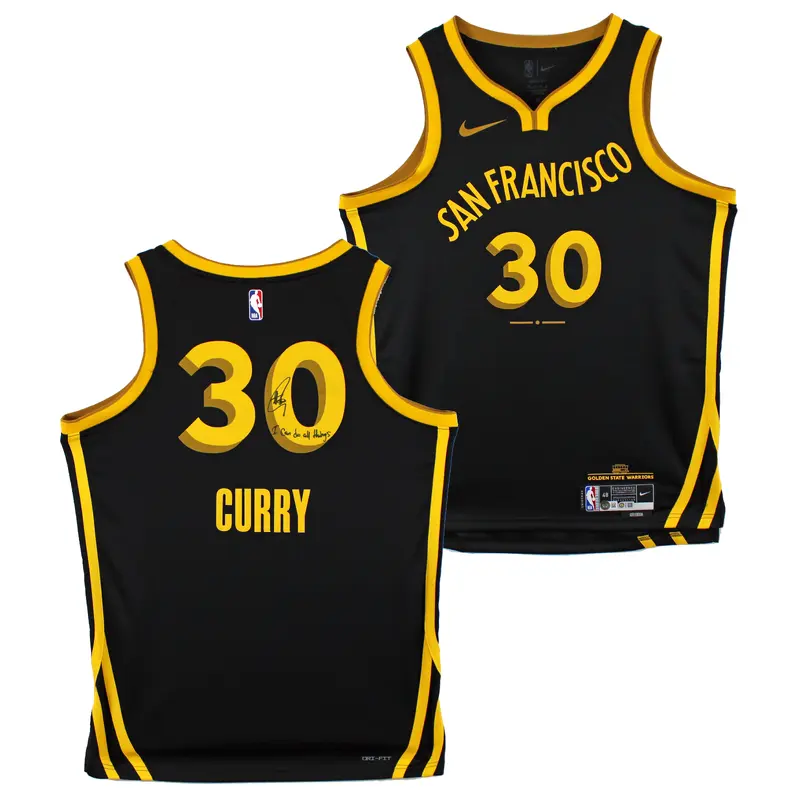 Stephen Curry "I Can Do All Things" Signed Black Nike 2023 City Ed. Jersey BAS W