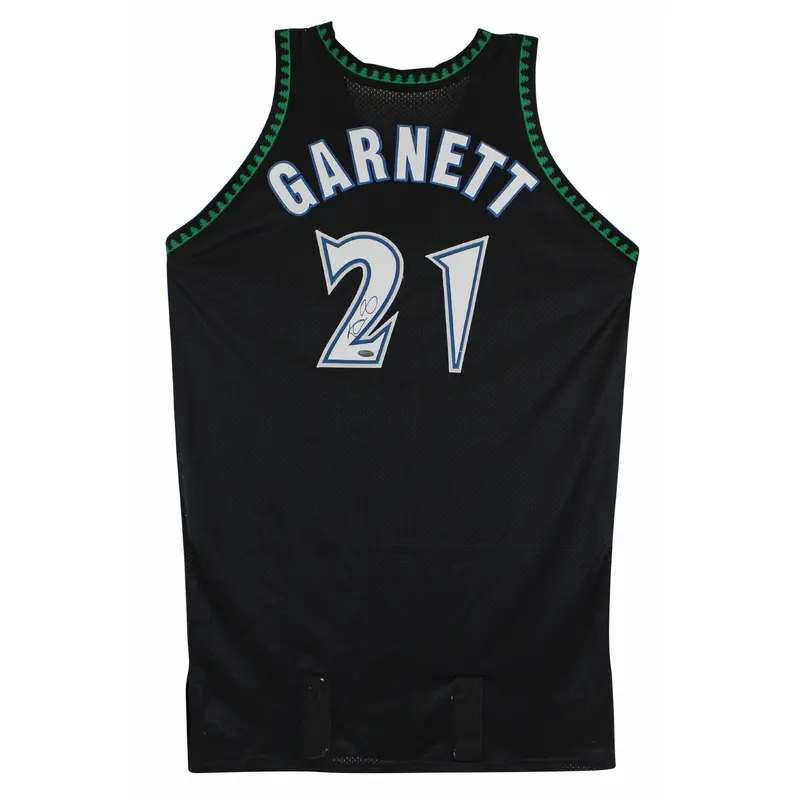 Timberwolves Kevin Garnett Signed 1998 Game Used Starter Black Jersey Steiner