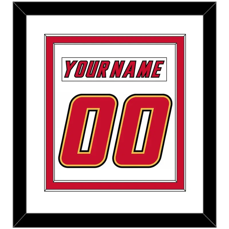 Calgary Nameplate & Number (Back) Combined - Home White (1995-2000) - Double Mat 1