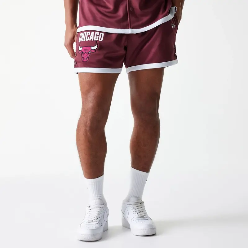 Chicago Bulls NBA Snap Button Dark Red Shorts
