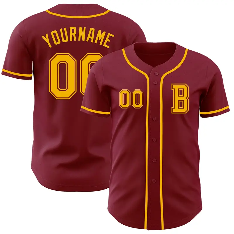 Custom Crimson Gold Authentic Baseball Jersey