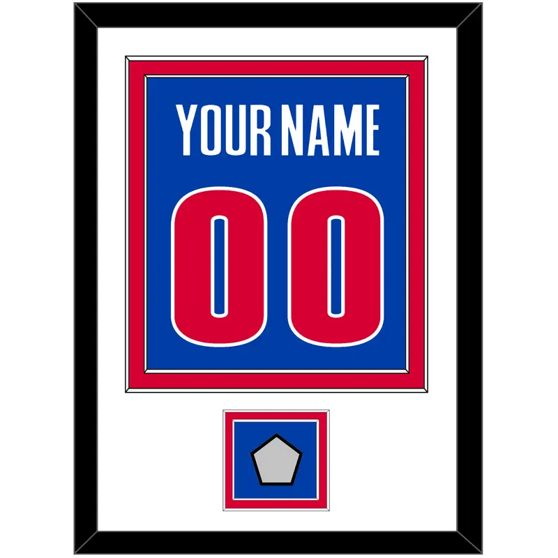 Detroit Name & Number With Finals Patch - Road Blue (2001-2017) - Double Mat 1