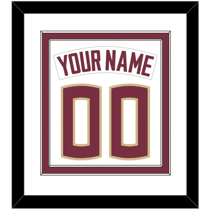 Florida State Baseball Nameplate & Number (Back) Combined - Home White - Double Mat 2