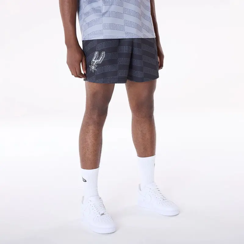 San Antonio Spurs NBA All Over Print Graphic Black Shorts
