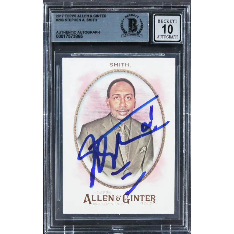 Stephen A. Smith Signed 2017 Topps Allen & Ginter #299 Card Auto 10! BAS Slabbed