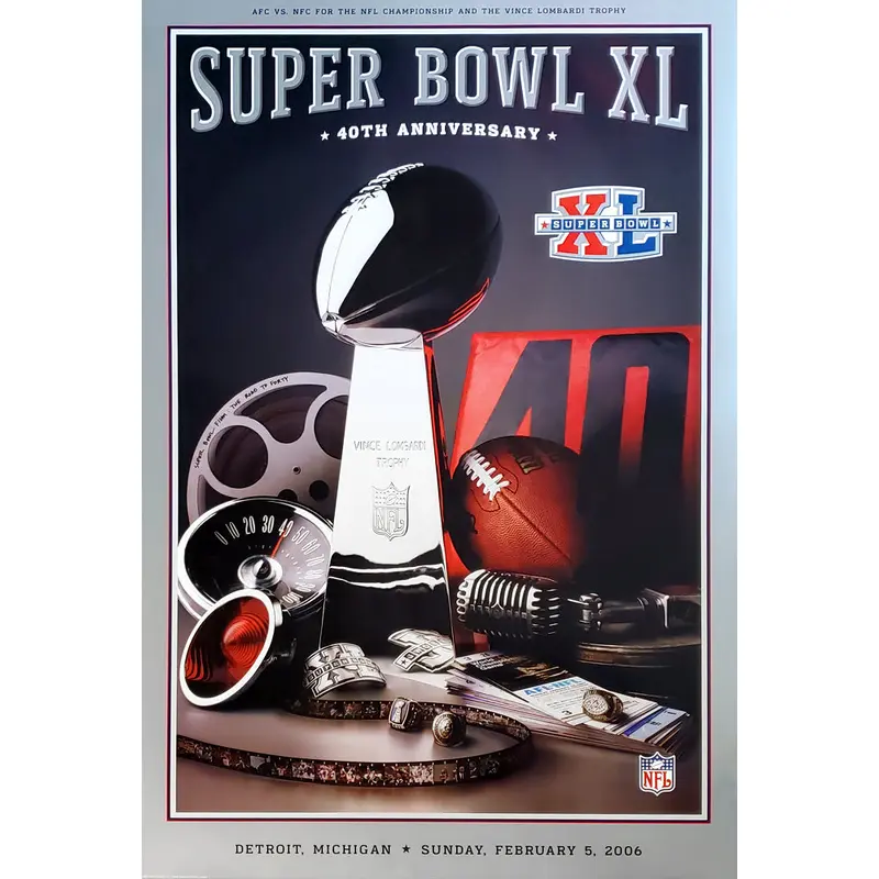 Super Bowl XL (Detroit 2006) Official Theme Art Event Poster - Action Images