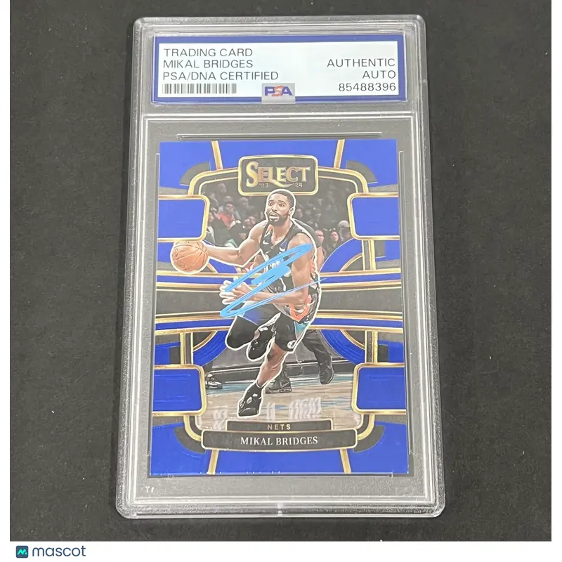 2023-24 Panini Select #34 Mikal Bridges Concourse Blue Prizm signed card PSA