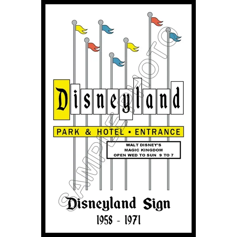Disneyland Sign 1958-1971 Marquee Entrance Poster 11X17 - 35