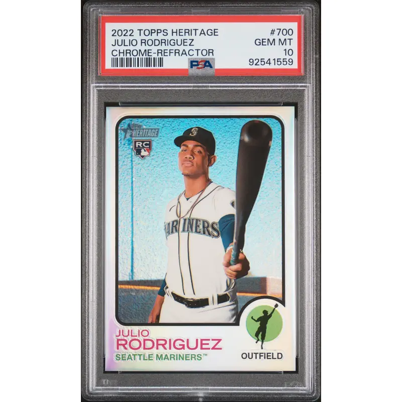 Julio Rodriguez 2022 Topps Heritage High Chrome Refractor #80/673 PSA 10 Gem Mint