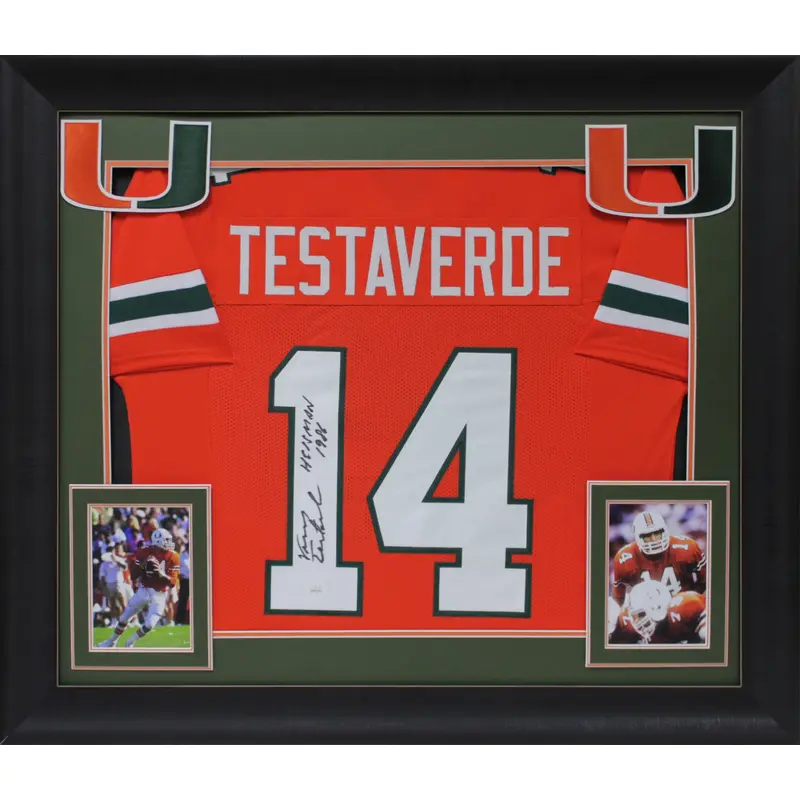 Miami Vinny Testaverde "Heisman 1986" Signed Orange Pro Style Framed Jersey JSA
