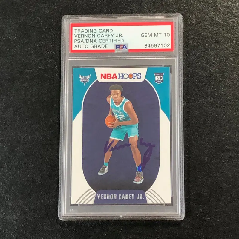 2020-21 NBA Hoops #214 Vernon Carey Jr. Signed Card AUTO 10 PSA/DNA Slabbed RC Hornets