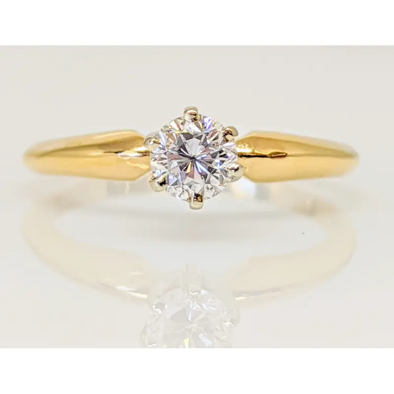 14K .25 CARAT TOTAL  SI3 I DIAMOND ROUND SOLITAIRE ESTATE RING 1.7 GRAMS