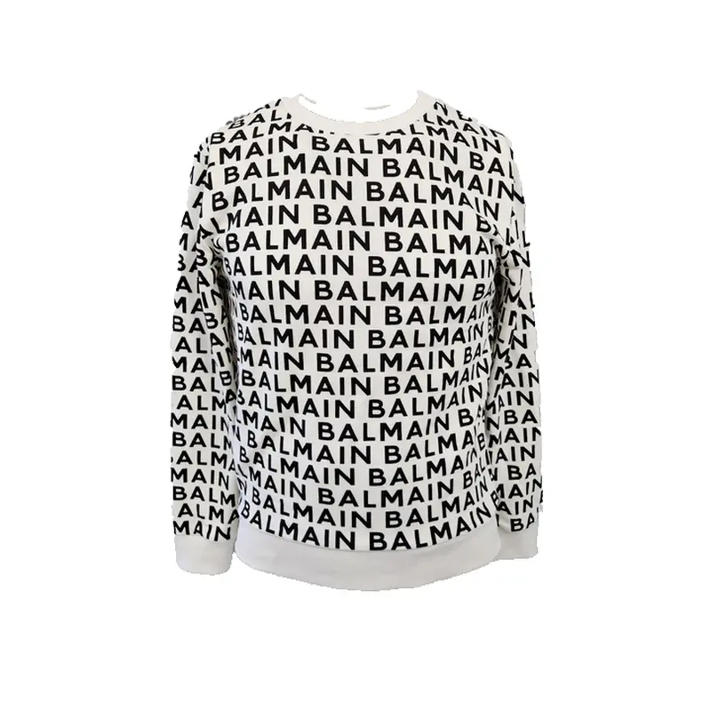 BALMAIN SWEATSHIRT ALLOVER LOGO WHTBLK BT4Q50 102NE